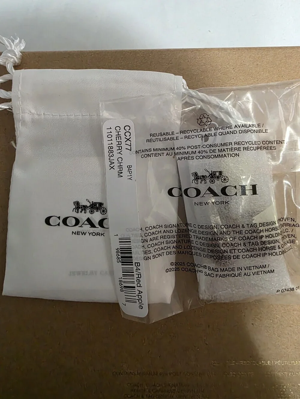 Coach Small Cherry Charm Nwt - Picture 5 of 7